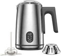 Milk Frother Electric, 4-in-1 Milk Frother and Steamer for Latte, Cappuccino, Hot & Cold Milk Froth Maker, Automatic Milk Steamer and Frother, Quiet One-Touch Operation, Easy to Clean,Brushed Silver