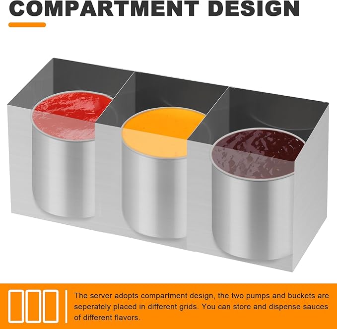 Condiment Pump Station Stainless Sauce Pump Dispenser 11Quart Ketchup Dispenser Pumps