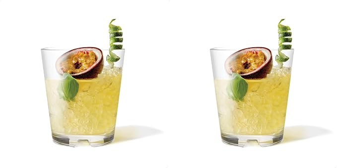 TOSSWARE RESERVE 12oz Stacking Double Old Fashioned, SET OF 4, Premium Quality, Tritan Dishwasher Safe & Heat Resistant Unbreakable Plastic Old Fashioned Glasses, Clear (Pack of 2)