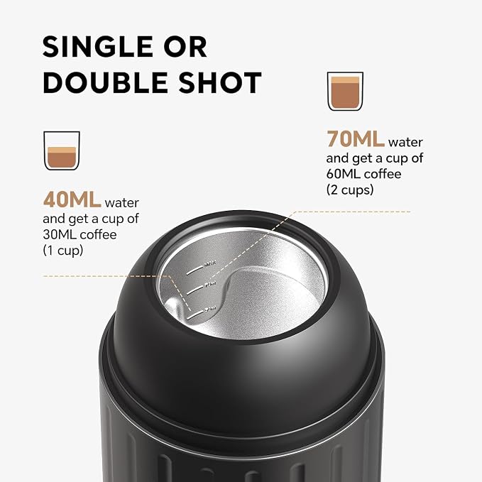 i Cafilas Portable Electric Espresso Coffee Maker Electric Coffee Machine Compatible with NS Capsules and Coffee grounds for Camping, Travel, Home【Heating version】