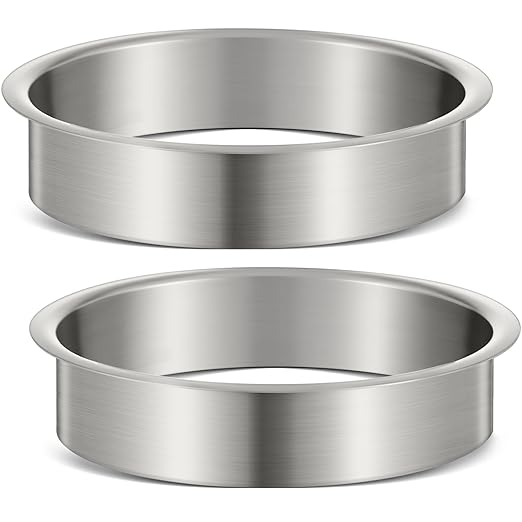 Honeydak 2 Pieces 6" (Nominal) Diameter x 2" Height 304 Polished Stainless Steel 6" x 2" Trash Grommets for Countertop Inserted Trash Kitchen Cabinet Counter Bin, Ease to Install