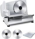 Pterying Meat Slicer Machine for Home - 200W Electric Food Slicer with 2 Removable 7.5" Stainless Steel Blades and Tray, Adjustable and Child Lock Protection, Slicer Machine for Meat Bread