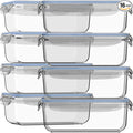 Razab 16 Pc (Set of 8) 30 Oz Glass Meal Prep Containers with Lids, Airtight Large Glass Food Storage Containers, Reusable Leak Proof BPA Free, Freezer to Oven and Dishwasher Safe