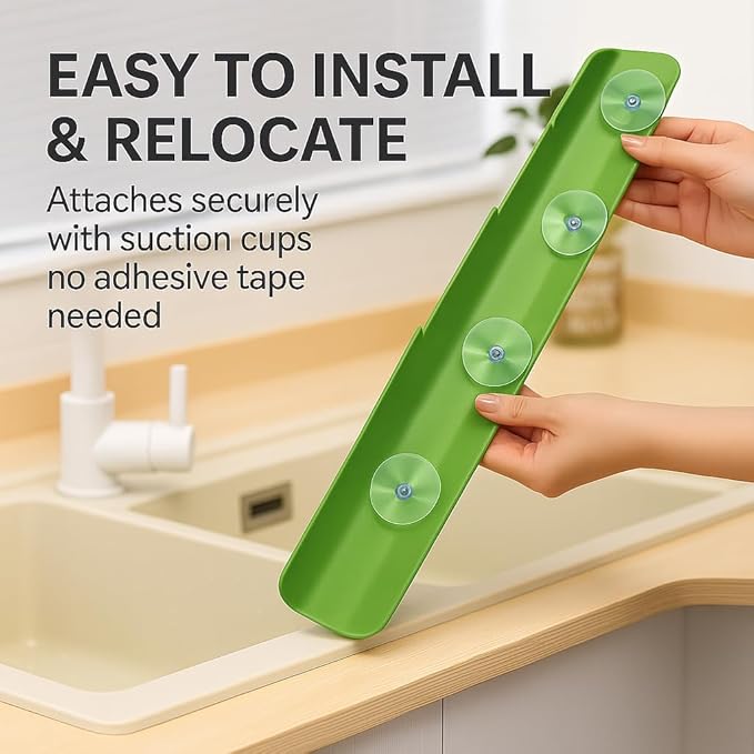 Silicone Kitchen Sink Splash Guard Banana Leaf Shape – Colorful Silicone Sink Splash Guard with Suction Cups, Water Protector for Small Kitchen Sink, Bathtub & Counter by Giftly Moment
