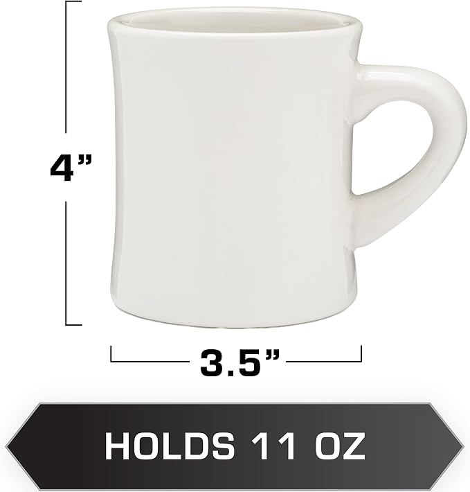 COLETTI Diner Coffee Mugs — Restaurant Coffee Mugs, Retro Coffee Mug – Sturdy & Heavy Diner Mug – Nostalgia in Every Sip [Cream, 11 oz, Set of 6]