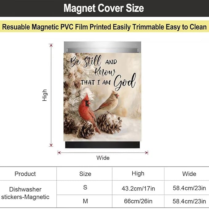 Hummingbird Magnetic Dishwasher Cover,Christian Dishwasher Door Magnetic Cover,Pine Cone Magnet Sticker, Winter Landscape Refrigerator Panel Decal,Decorative Sticker,23"x26"