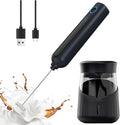 Black Handheld Milk Frother Wand for Coffee, Rechargeable Electric Whisk, Mini Milk Foamer for Latte, Cappuccino, Coffee, Hot Chocolate, Matcha