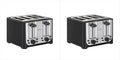 bella 4 Slice Toaster with Auto Shut Off,Extra Wide Slots & Removable Crumb Tray and Cancel,Defrost & Reheat Function,Toast Bread-& Bagel,Black,(Pack of 2)