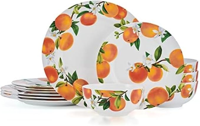 Mikasa Mandarin Bone China Lightweight Chip Resistant 12 Piece Dinnerware Set, Service for 4