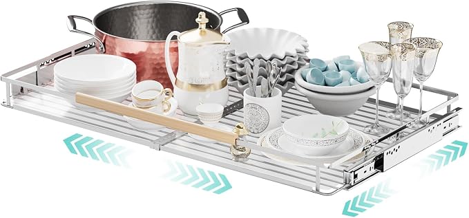 Expandable Pull Out Cabinet Organizer, 23.2-39.9" W x 22.5" D | Adjustable Width, Under Sink Organizer, Drawer Storage Shelves, For Kitchen, Bathroom, Closet, Pantry, Cupboard
