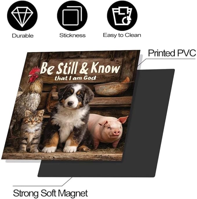 Rooster Dishwasher Magnet Cover,Decorative Pig Magnetic Panel Sticker for Dishwasher and Refrigerator,Puppy and Cat Washing Machine Cover Magnet,Christian Country Style Appliance Decoration,23"x26"