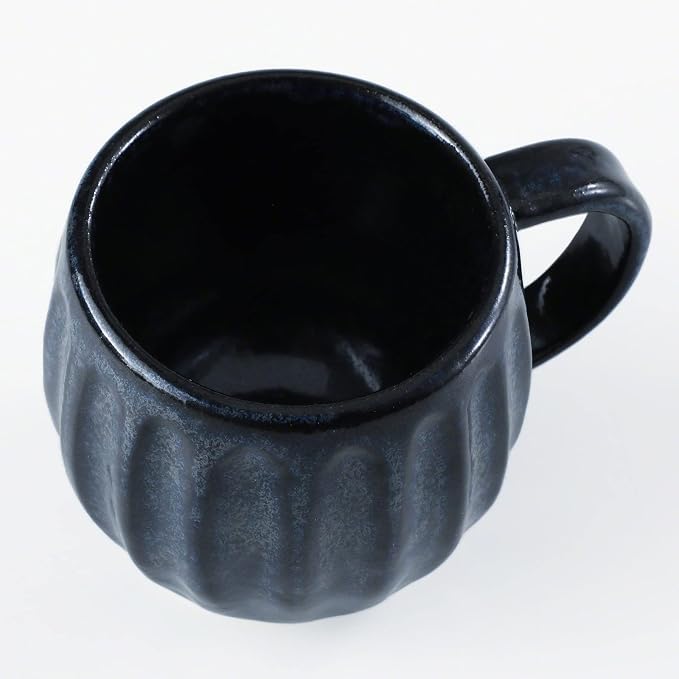 Asayu Japan Ceramic Coffee Pour Over Maker Set in Dark Navy Blue, Slow Brewing Paper Filter Holder and Dripper with 3 Holes for Coffee and Tea - Accessory Ceramic Mug