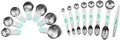 Spring Chef Stainless Steel Magnetic Measuring Cups, Set of 7 & Magnetic Measuring Spoons, Set of 8 with Leveler - 2 Product Bundle - Mint