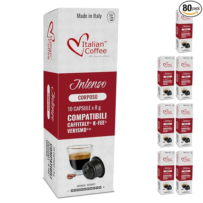 ITALIAN COFFEE FOR ESPRESSO LOVERS Italian Coffee capsules compatible with Verismo, CBTL, Caffitaly, K-fee systems (80 pods CORPOSO blend)