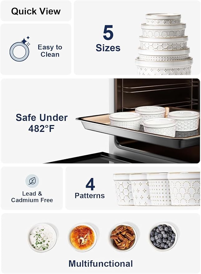 LE TAUCI Ramekins 6 oz, Ramiken for Creme Brulee, Lava Cake,Pudding, Souffle, Small Sauce Bowl,Ceramic Baking Dishes- 4 inch, Set of 4, Arctic White