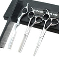 5.5 Inches Hair Cutting Scissors Set with Razor Combs Lether Scissors Case,Hair Cutting Shears Hair Thinning Shears for Personal and Professional (Silver)