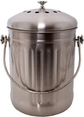 Lehman's Countertop Compost Bin, Odorless Kitchen Composting Pail with Carbon Filters, Stainless Steel 1 Gallon Composter Bucket with Lid for Food Scraps and Waste Recycling