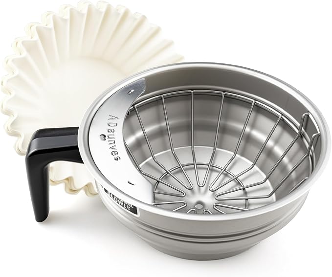 20216.0000 Silver Coffee Funnel Assembly with Black Handle, Coffee Brew Funnel Basket for Bunn AXIOM Series/CDBC Series/CEZ/CRT/CWT and ST Series Bunn Brewers, 25PK Coffee Filters