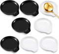 Irenare 8 Pcs Ceramic Spoon Rest for Stove Top, 3.74 Inch Porcelain Spoon Holder, Coffee Utensil Rest Heat Resistant Dishwasher Safe for Home Kitchen Accessories Gift(Black, White)
