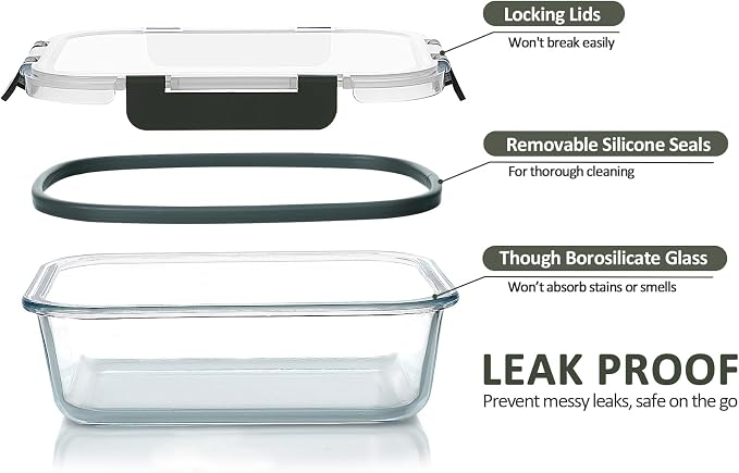 M MCIRCO 24-Piece Glass Food Storage Containers with Upgraded Snap Locking Lids,Glass Meal Prep Containers Set - Airtight Lunch Containers, Microwave, Oven, Freezer and Dishwasher