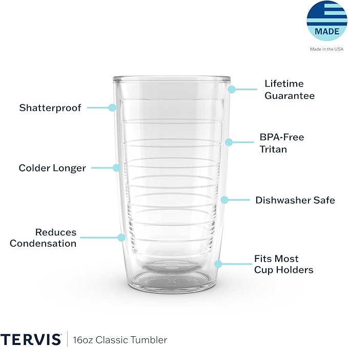 Tervis Clear & Colorful Tabletop - Bayou View Collection Made in USA Double Walled Insulated Tumbler Travel Cup Keeps Drinks Cold & Hot, 16oz - 4pk, Assorted Pastels