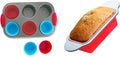 Boxiki Kitchen Baking Non-Stick Steel Jumbo 6 Cup Muffin Pan with Silicone Handles & Reusable Liners and 9x5 Inch Silicone Bread Loaf Pan - Ultimate Set for Muffins, Bread, Cakes, and More.