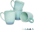 Bosmarlin Ceramic Coffee Mug Set of 4, 17 Oz, Coffee Cups with Big Handle, Microwave Safe, Unique Reactive Glaze (Pale Green, 17 Oz)