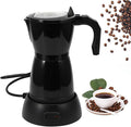Coffee Pot Electric Espresso Coffe Maker, 300ml 6 Cups Aluminum Moka Pot with Overheat Protection and Detachable Base, Portable Italian Moka Maker, 450W, Black