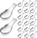 Nuanchu 20 Pcs Stainless Steel Spoon Rest Spatula Ladle Holder Spoon for Stove Top Heavy Duty Spatula Holder for Countertop Dishwasher Safe Utensil Rest for Kitchen, 3.8 x 9.6" (Silver)
