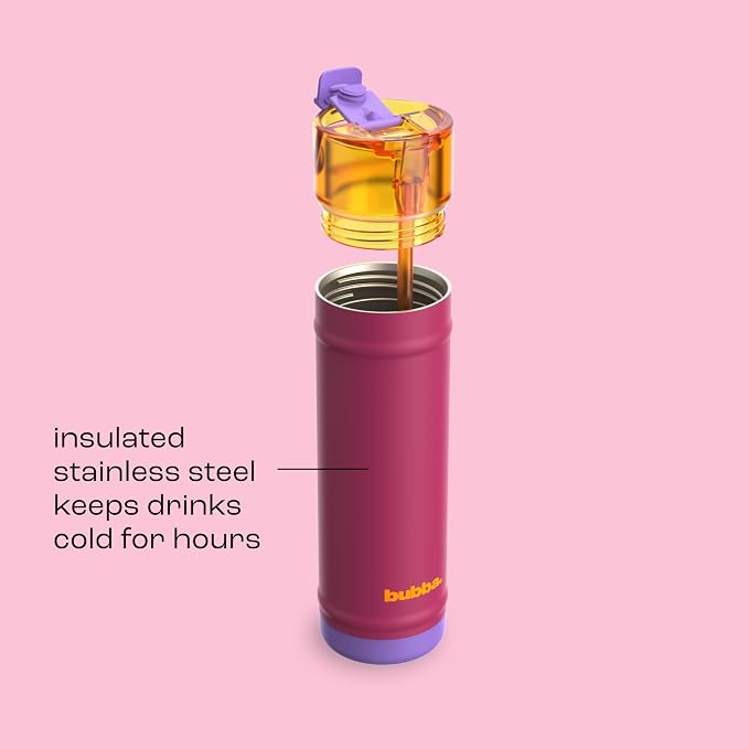 bubba 24 oz Dualsip Insulated Stainless Steel Water Bottle with Straw - Reusable, Leakproof, Lightweight, Dishwasher Safe, Lead-Free and BPA-Free, Locker Love