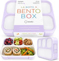 kinsho Bento Lunch Box for Kids Women Adults Girls School Work | Snack Containers for Toddlers Tweens | 4 Divided Sections for Portion Control includes Utensils BPA Free | Purple