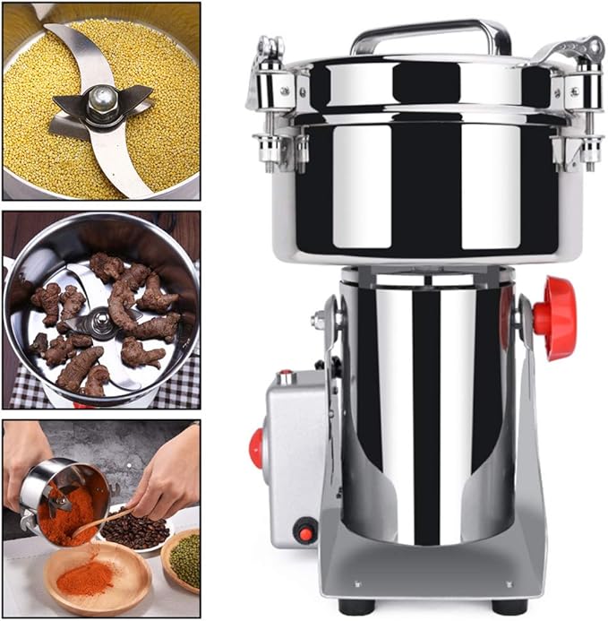 Electric Grain Mill Grinder 700g,High Speed 1800W Spice Herb Mill Grinders, Stainless Steel Pulverizer Powder Machine for Dry Cereals Grains Herbs Spice Coffee Corn Bean Pepper,Swing Type