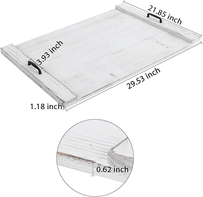 SwallowLiving Wood Noodle Board Stove Cover with Handles, Wooden Stovetop Cover Board for Gas Stove and Electric Stove Top,Kitchen Sink Cover for Counter Space, Cutting Board, White