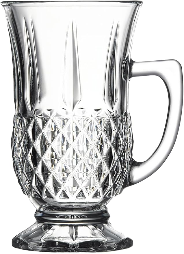 Pasabahce Premium Classic Turkish Tea Cups with Handles, Set of 6, Perfect for Tea Party, Gifts, Housewarming, Weddings, Anniversary, 5.25 Oz