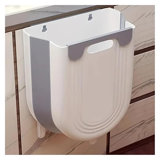 Collapsible Hanging Kitchen Trash Can 1pc Collapsible Hanging Bin - Space-Saving Cabinet(Grayish-White)