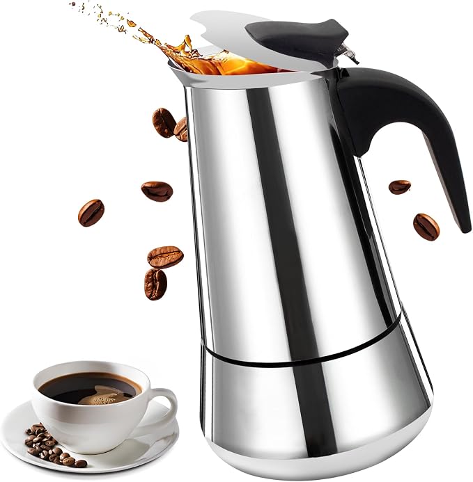 9 Cup Stainless Steel Moka Pot Stovetop Espresso Maker | Italian Coffee Machine 450ml 15oz Suitable for Gas Induction Stovetop Mocha Greca Coffee Maker Percolator Tummy