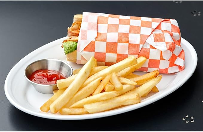 G.E.T. P-ORC-1212-W Orange Checker 12 x 12 Grease-Resistant Food Paper, White (Pack of 1000)