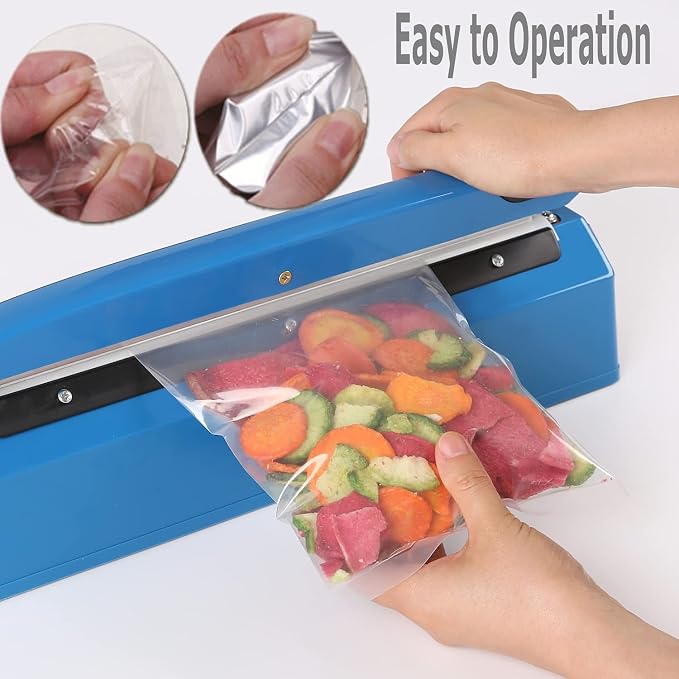 8 Inch Impulse Heat Sealer, Manual Poly Machine for Plastic Bags PE PP Bags with Extra Replace Element Grip