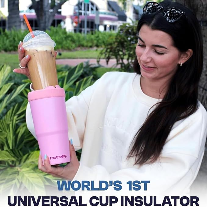 Frost Buddy Togo Buddy 30 oz Stainless Steel Vacuum Insulated Tumbler To Go Coffee Cup – Iced Coffee Cups, Iced Coffee Sleeve, Travel Mug, Thermal Cup for Hot & Cold Drinks, Dunkin Cup (Poppin' Off)