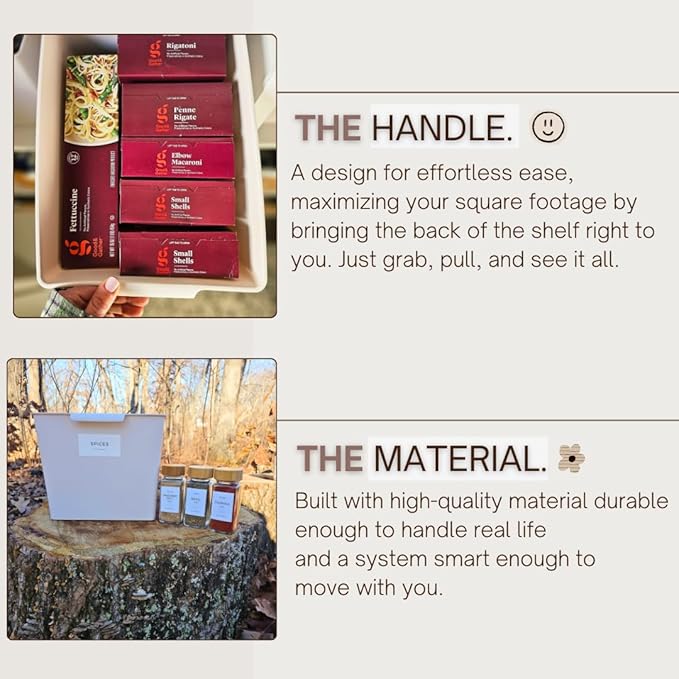 Kitchen Pantry Organizers and Storage Bins, 6-Pack Beige Storage Bins with Pantry Labels, a Complete System, The Simple Solution For Pantry and Kitchen Organization.