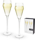 Viski Angled Prosecco Sparkling Wine Glasses, Crystal Clear Long Stemmed Champagne Glasses Gift Set, Sleek Glassware for Wedding Gifts, Housewarming, Dinner Party, Home Bar, 8 oz, Set of 2