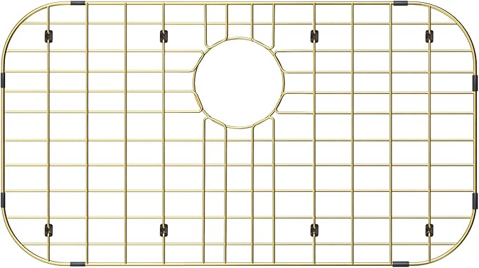 Gold Large 26" x 14" Kitchen Sink Grid,Sink Protector for Kitchen Sink,Stainless Steel Sink Rack with strainer,sink grate for Bottom of Sink,Rear Drain with Corner Radius,Stainless Steel