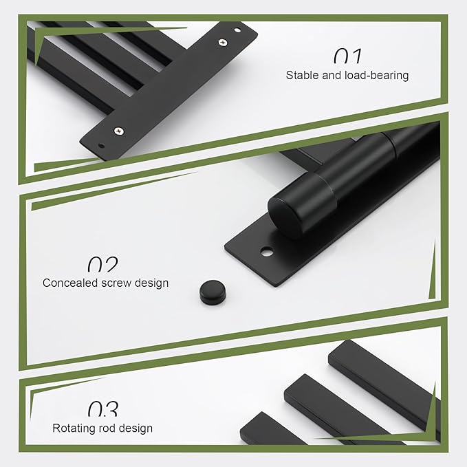 KOKOSIRI Bathroom Towel Bars Swivel Towel Rails Matte Black Swing Out Hand Towel Holder 3-Arm for Bath Kitchen Wall Stainless Steel B5007BK-A3