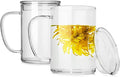 LUXU Glass Coffee Mugs (Set of 2),27oz Large Glass Coffee Cups Clear Glass Tea Cups Overnight Oats Containers with Glass Lid,Cute Coffee Bar Accessories,Iced Coffee Glasses for Latte,Cereal,Yogur