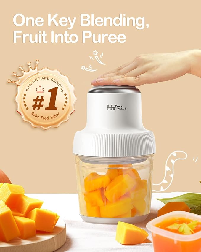Baby Food Maker, HEYVALUE 13-in-1 Larger Baby Food Processor Set, Fruit, Vegatable, Meat, Puree Blender with Baby Food Freezer Tray, Silicone Spoons, Spatula,20 OZ(Gray)