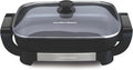 Hamilton Beach Electric Skillet with PFAS-Free Durathon Ceramic Coating, Removable 12x15” Pan, Adjustable Temperature, Reversible Design, Tempered Glass Lid, Black Nonstick Surface (38531)