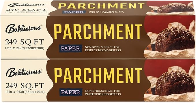 Unbleached Parchment Paper Roll for Baking, 2 Pack of 13 In X 242 Ft, Non-stick Baking Paper, Food Grade Cooking Papers For Bread, Cookies, Heat Press, Pans, Oven, Air Fry