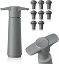 Vacu Vin Wine Saver Pump Gray with Vacuum Wine Stopper - Keep Your Wine Fresh for up to 10 Days - 1 Pump 8 Stoppers - Reusable - Made in the Netherlands