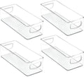 mDesign Plastic Bathroom Storage Container Bins w/ Handles - Closet, Cabinet, Vanity, Cupboard Shelf Organization, Hair Tools Accessory Organizer - Ligne Collection; Clear, 4x10x3 (Pack of 4)