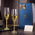 Champagne Flutes -His and Hers,Wedding Toasting Glasses for Engagement Celebrations, Bridal Shower and Registry Idea, Tall Wine Glasses for Bride and Groom Gifts,7oz (Gold New)